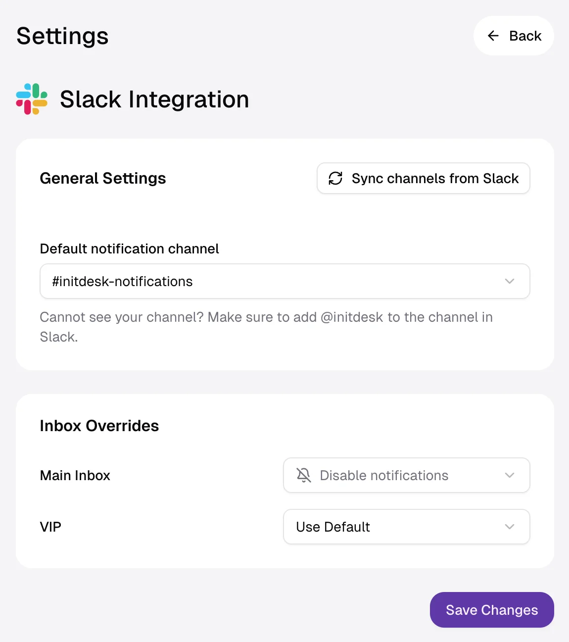 Slack integration